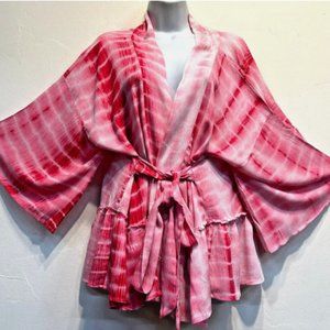 COPY - Nwt FUNKY STUFF tie dye red hippy boho TOP JACKET CARDIGAN COVERUP 3X